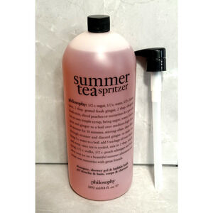 New Philosophy Summer Tea Spritzer Shampoo Shower Gel Bubble Bath 64 oz w/ Pump